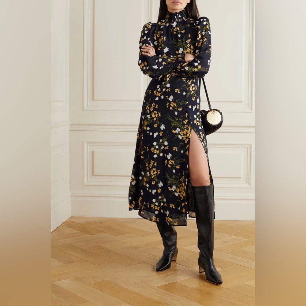 NWT Reformation Stevi Long Maxi Dress in Navy Blue Gemini Floral Print Sz 6